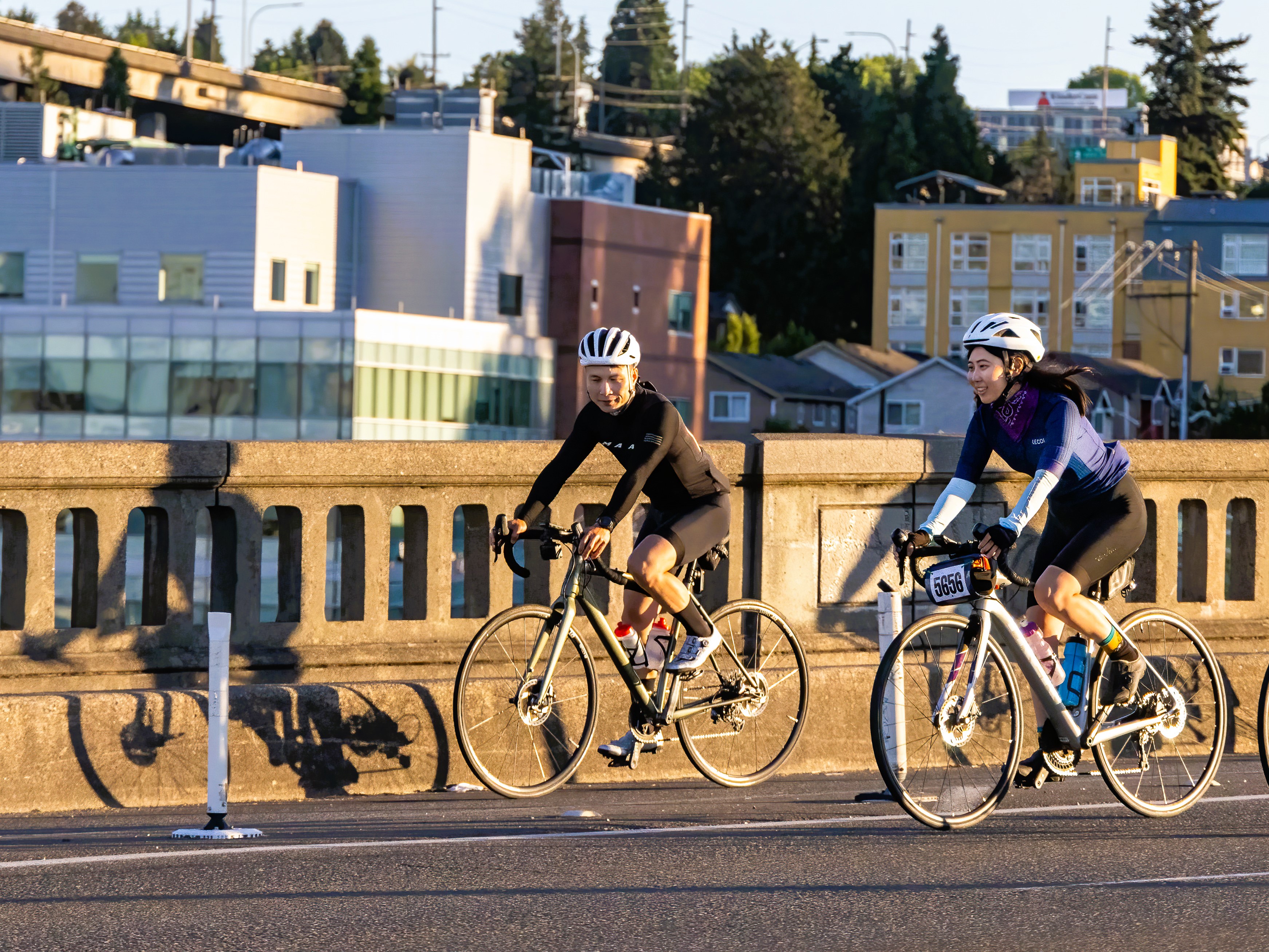 Two ABC riders on the University Bridge